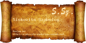 Siskovits Szabolcs névjegykártya